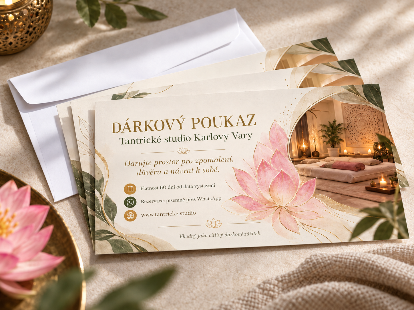Dárkový poukaz Tantrického studia Karlovy Vary v obálce